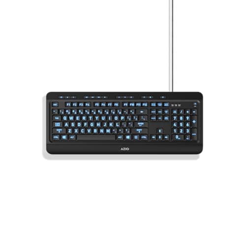 AZIO Large Print Tri-Color Illuminated Wired Ergonomic Keyboard image