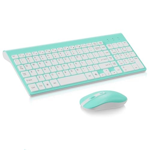 Rechargeable Wireless Keyboard Mouse Combo, Jelly Comb 2.4GHz Ultra Slim Compact Full Size Wireless Keyboard Mouse for Laptop, PC, Desktop Computer, Windows OS image