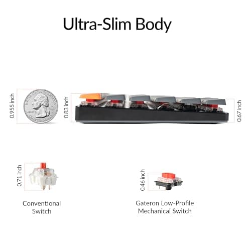 Keychron K3 V2 Ultra-slim Bluetooth/Wired/Wired Standard Gateron Low-Profile Red Mechanical Keyboard image