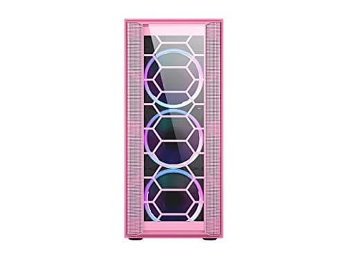 DIYPC Rainbow-Flash-F4 ATX Mid Tower Pink Tempered Glass Side Panel image