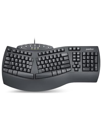 Perixx Periboard-512 Ergonomic Split Keyboard - Natural Ergonomic Design - Black - Bulky Size 19.09"x9.29"x1.73" image