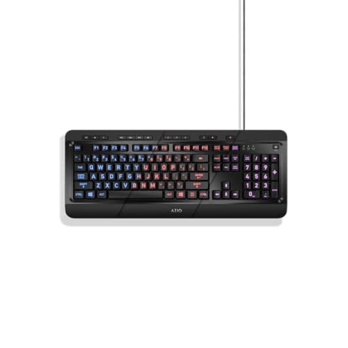 AZIO Large Print Tri-Color Illuminated Wired Ergonomic Keyboard image