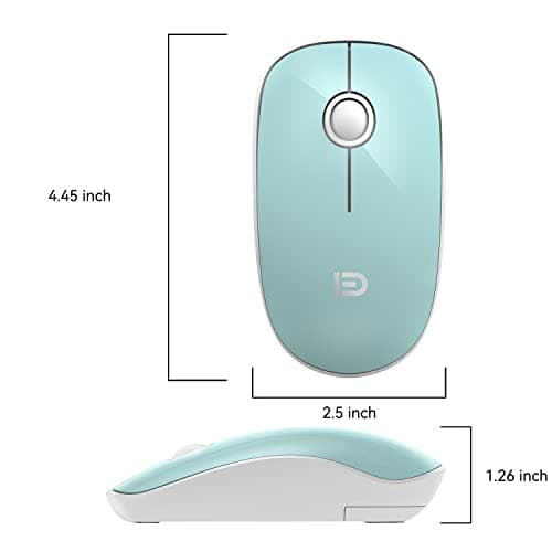FD Wireless Mouse(Battery Included), V8 2.4G Slim Silent Travel Cordless Mouse Optical Mice with Nano Receiver for Laptop Computer PC MacBook Chromebook and Notebook (Mint Green) image