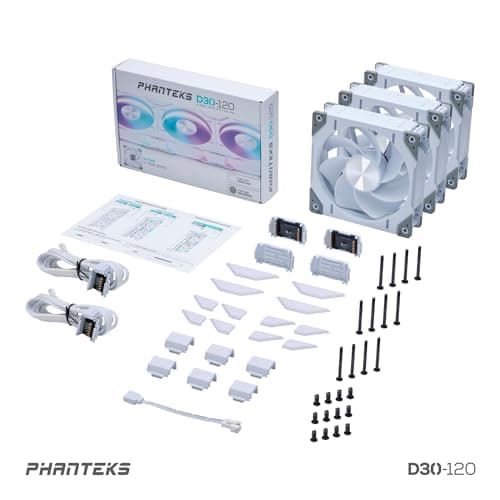 Phanteks D30-120 120mm White Reversed Addressable RGB PWM 3-Pack image