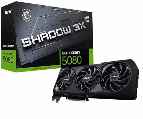 MSI SHADOW 3X OC GeForce RTX 5080 16GB GDDR7 Black image