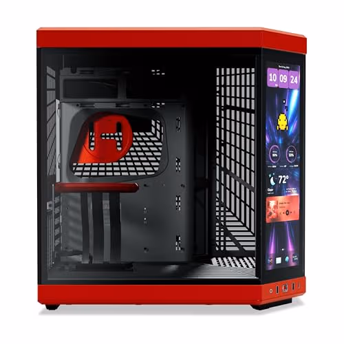 HYTE Y70 Touch Infinite ATX Mid Tower Red / Black Tempered Glass Side Panel, USB 3.2 Gen 2 Type-C, USB 3.2 Gen 1 Type-A image