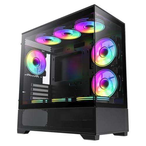 GameMax Vista M Micro ATX Mini Tower Black with Tempered Glass Side Panel and USB 3.2 Gen 1 Type-A, USB 2.0 Type-A Front Panel image