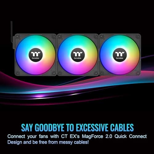Thermaltake CT140 EX 140mm Black Addressable RGB Sync PWM 90.3 CFM 3-Pack image