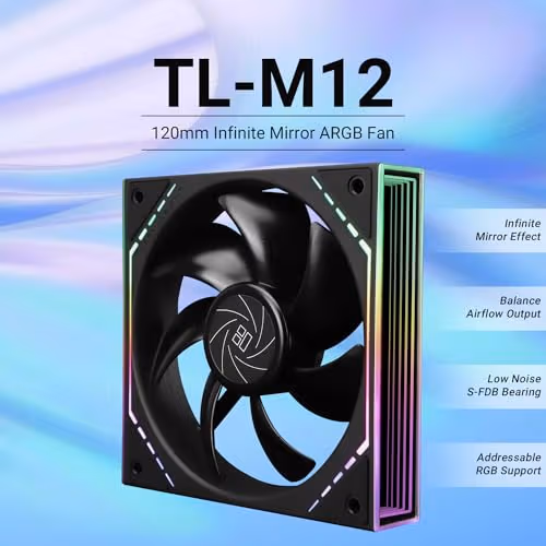 Thermalright TL-M12 120mm Black 47.6 CFM PWM Addressable RGB 1-Pack image