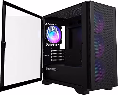 Montech AIR 100 ARGB MicroATX Mid Tower Black Tempered Glass Side Panel main image