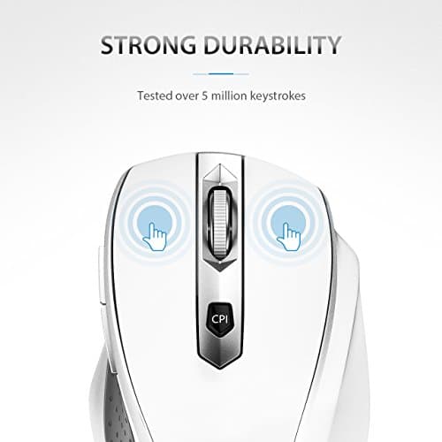 VicTsing mm057 2.4G Wireless Portable Mobile Mouse Optical Mice with USB Receiver, 5 Adjustable DPI Levels, 6 Buttons for Notebook, PC, Laptop, Computer, MacBook - White image
