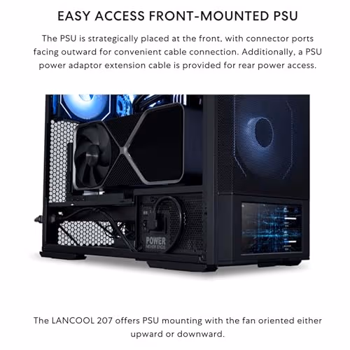 Lian Li Lancool 207 Digital ATX Mid Tower Black with Tempered Glass Side Panel and USB 3.2 Gen 2 Type-C, USB 3.2 Gen 1 Type-A image