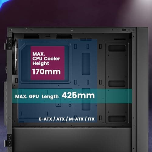 Vetroo AL800 ATX Mid Tower Black Tempered Glass Side Panel image