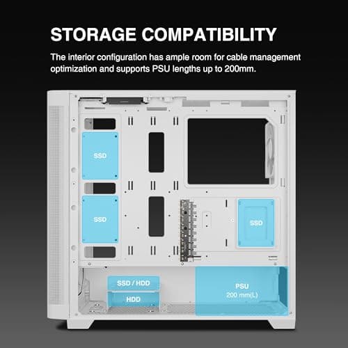 GAMDIAS ATHENA M3 ATX Mid Tower White Tempered Glass Side Panel image