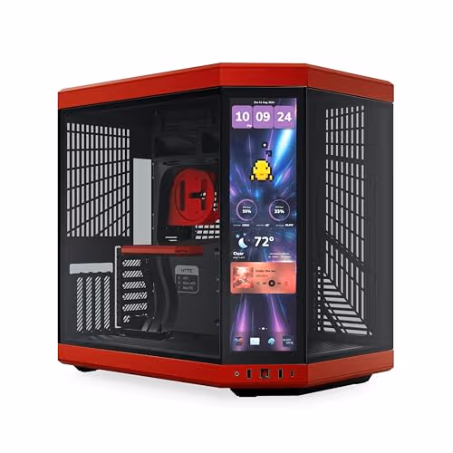 HYTE Y70 Touch Infinite ATX Mid Tower Red / Black Tempered Glass Side Panel, USB 3.2 Gen 2 Type-C, USB 3.2 Gen 1 Type-A image