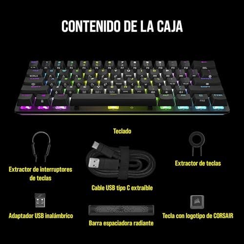 Corsair K70 PRO MINI RGB Wireless/Wired/Bluetooth Cherry MX Red Mechanical Gaming Keyboard image