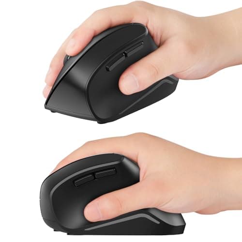 Nulaxy 2.4G Wireless Vertical Ergonomic Mouse, 800 / 1200 /1600 DPI, 6 Buttons for Computer, Laptop, PC, Desktop, Macbook - Black image
