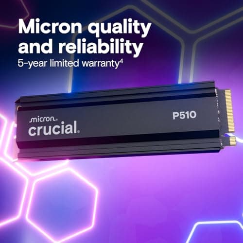 Crucial P510 W/Heatsink 1TB M.2-2280 SSD PCIe 5.0 X4 NVMe image