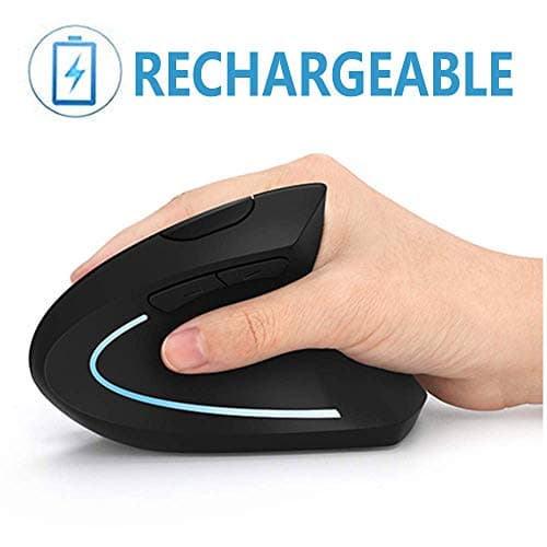 Ergonomic Wireless Mouse, Acedada Rechargeable 2.4G USB Wireless Vertical Ergonomic Mouse, 800/1200 /1600 DPI, for Laptop, Desktop, PC, Computer, Notebook - Black image