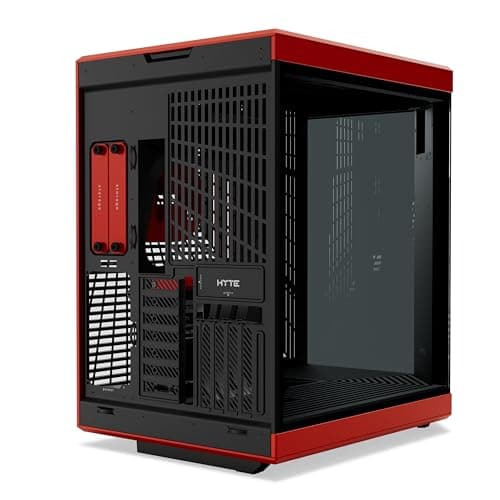 HYTE Y70 Touch Infinite ATX Mid Tower Red / Black Tempered Glass Side Panel, USB 3.2 Gen 2 Type-C, USB 3.2 Gen 1 Type-A image