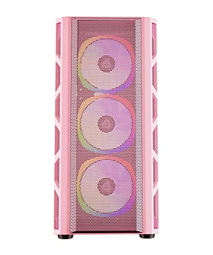 Apevia Guardian-M ATX Mid Tower Pink Tempered Glass Side Panel, USB 3.2 Gen 1 Type-A, USB 2.0 Type-A image