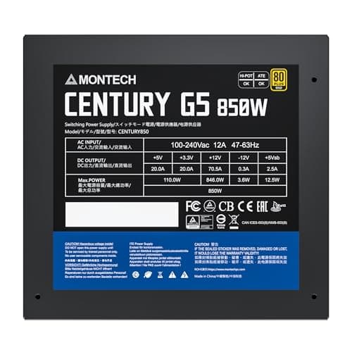Montech CENTURY G5 Black 850W Fully Modular 80+ Gold image