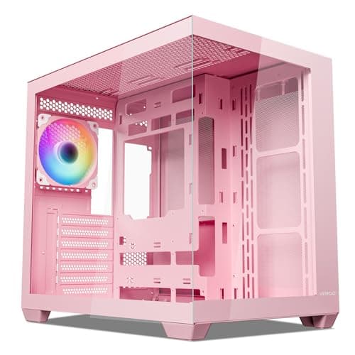 Vetroo AL900 ATX Mid Tower Pink with Tempered Glass Side Panel and USB 3.2 Gen 1 Type-A, USB 2.0 Type-A Front Panel image