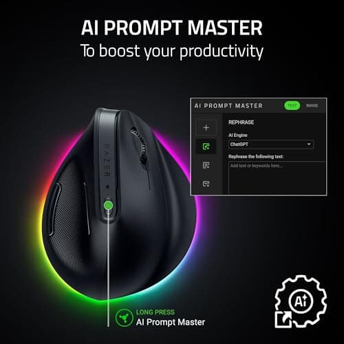 Razer Pro Click V2 Vertical Wireless/Bluetooth/Wired Optical Mouse image
