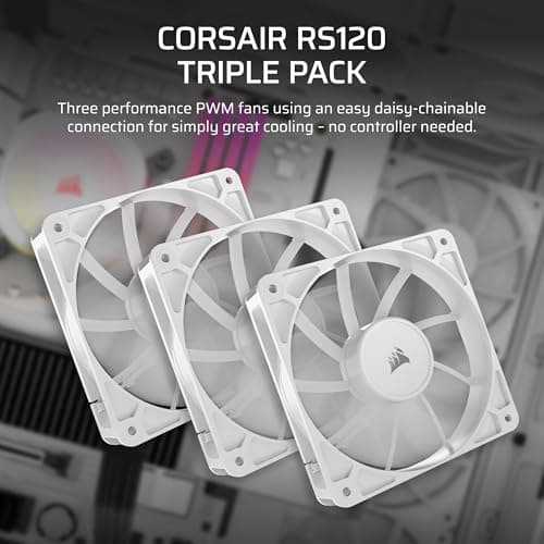 Corsair RS120 72.8 CFM 120mm White PWM 3-Pack image