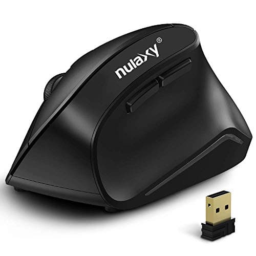 Nulaxy 2.4G Wireless Vertical Ergonomic Mouse, 800 / 1200 /1600 DPI, 6 Buttons for Computer, Laptop, PC, Desktop, Macbook - Black image