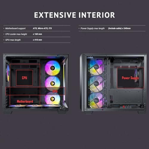 Antec C5 ARGB ATX Mid Tower Black with Tempered Glass Side Panel and USB 3.2 Gen 2 Type-C, USB 3.2 Gen 1 Type-A Front Panel image