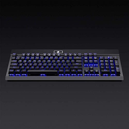 Eagletec KG010 Mechanical Keyboard Blue Switches 104 Lighted Keys Natural Ergonomic Aluminum Design for Windows PC Office and Gaming (Black Keyboard Blue LED Backlit) image