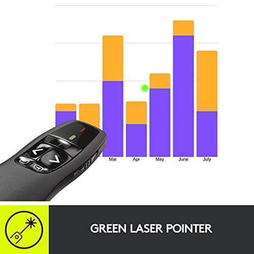 Logitech Professional Presenter R800, Wireless Presentation Clicker Remote with Green Laser Pointer and LCD Display image