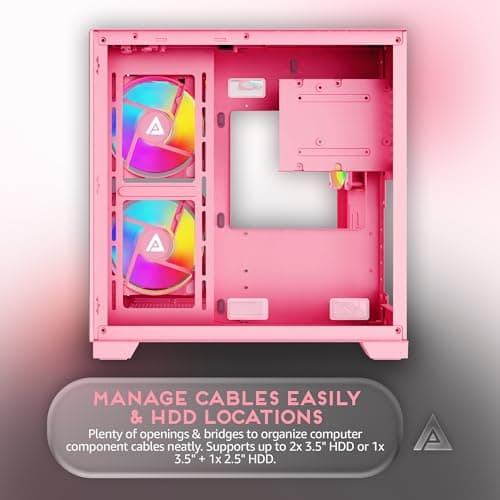 Apevia PRISM Micro ATX Mid Tower Pink Tempered Glass Side Panel image