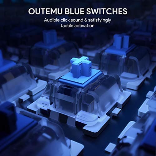 AUKEY Mechanical Keyboard Blue Switch, 104-Key RGB Backlit Gaming Keyboard with Customizable Lighting Effects, Aluminium USB Wired Keyboard for Gaming and Typing image