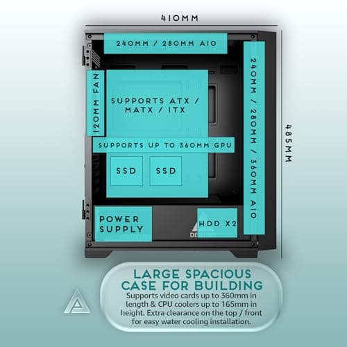 Apevia Destiny Pro ATX Mid Tower Black with Tempered Glass Side Panel and USB 3.2 Gen 1 Type-A image