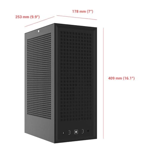 HYTE REVOLT 3 Mini-ITX Tower Black Mesh Side Panel, USB 3.2 Gen 2 Type-C, USB 3.2 Gen 1 Type-A image