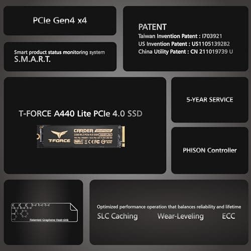 TEAMGROUP A440 Lite 2TB M.2-2280 SSD PCIe 4.0 x4 NVMe image