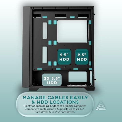 Apevia Destiny Pro ATX Mid Tower Black with Tempered Glass Side Panel and USB 3.2 Gen 1 Type-A image