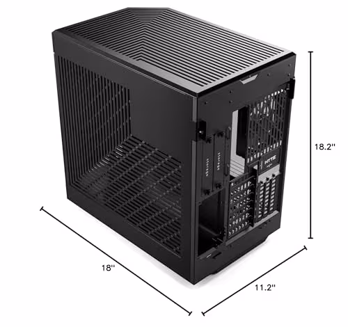 HYTE Y60 Modern Aesthetic Dual Chamber Panoramic Tempered Glass Mid-Tower ATX Computer Gaming Case with PCIe 4.0 Riser Cable Included, Black image