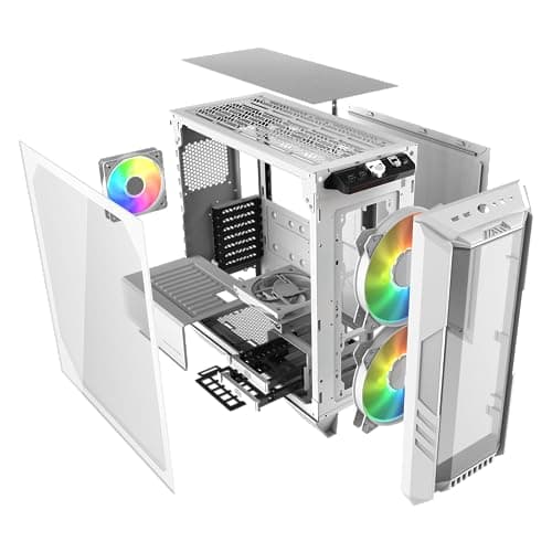 Cooler Master HAF 500 ATX Mid Tower White with Tempered Glass Side Panel and USB 3.2 Gen 2 Type-C USB 3.2 Gen 1 Type-A image