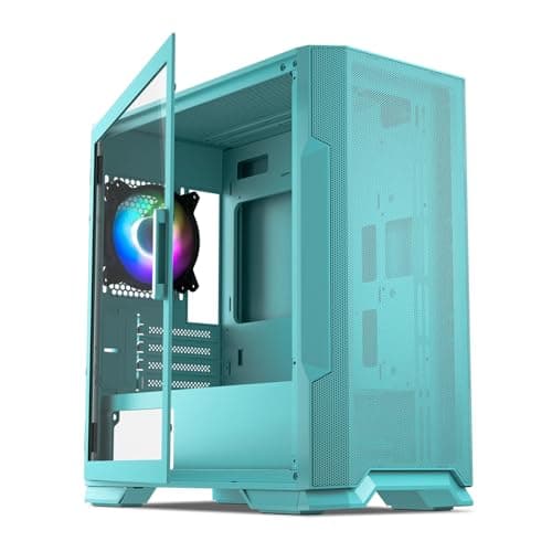 Vetroo M03 Micro ATX Mini Tower Green with Tempered Glass Side Panel and USB 3.2 Gen 1 Type-A / USB 2.0 Type-A image