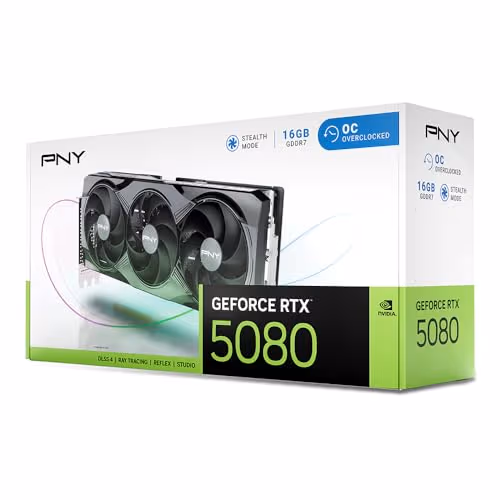PNY OC GeForce RTX 5080 16GB GDDR7 Black image