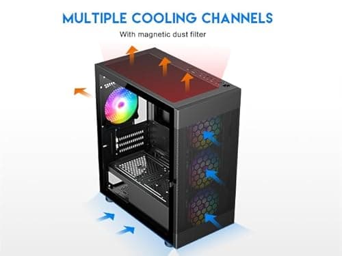 DIYPC ARGB-G5 ATX Mid Tower Black with Tempered Glass Side Panel and USB 3.2 Gen 1 Type-A, USB 2.0 Type-A image