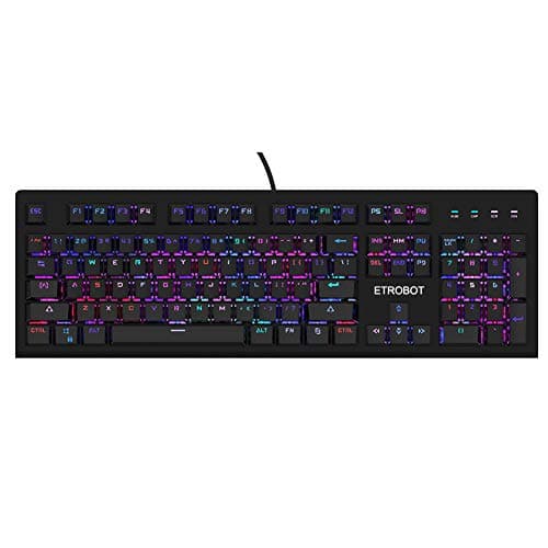 ETROBOT Mechanical Gaming Keyboard with MX Blue Switches, RGB LED Backlit and Exclusive Side Light, USB Wired Game Keyboard with Heavy Duty Aluminum Chassis, Spill-Resistant for PC Game image