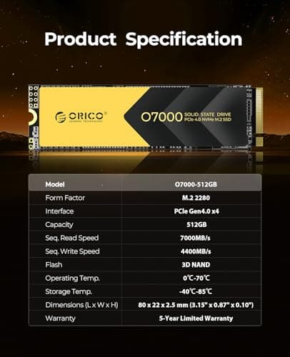 Orico O7000 512GB SSD M.2 PCIe 4.0 NVMe image