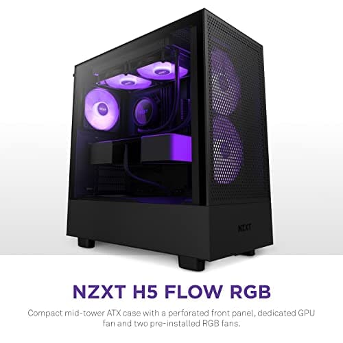 NZXT H5 Flow RGB ATX Mid Tower Black Tempered Glass Side Panel image
