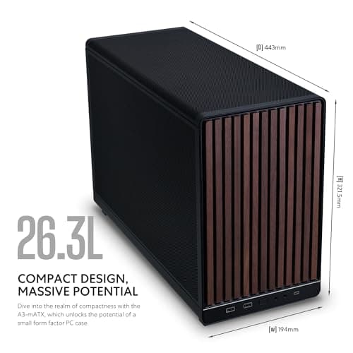 Lian Li A3-mATX Micro ATX Mini Tower Black / Brown Wood Mesh Side Panel image