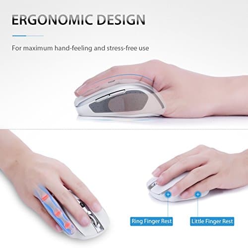 VicTsing mm057 2.4G Wireless Portable Mobile Mouse Optical Mice with USB Receiver, 5 Adjustable DPI Levels, 6 Buttons for Notebook, PC, Laptop, Computer, MacBook - White image