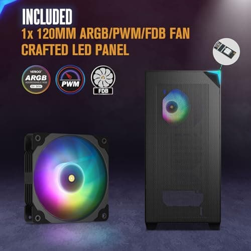 Vetroo AL800 ATX Mid Tower Black Tempered Glass Side Panel image